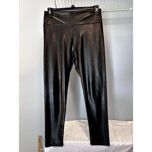 Spanx Womens Faux Leather Leggings Size XL Black Shimmery Shiny Stretch